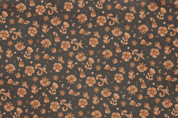 Coffee flower ornament on a dark background. Raster illustration for packaging, wrappers, postcards.