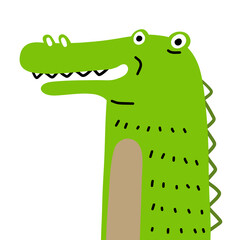 Fototapeta premium Cute green crocodile, for children product illustrations, clothes design.