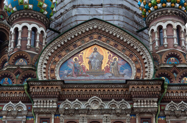 Detail of the Russian Orthodox Church of the Savior on Spilled Blood in Saint Petersburg, Russia