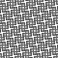 Abstract seamless vector cross tiles pattern. Geometric cross shapes ornament. Repeating tiles, filled shapes. Black and white vector background.