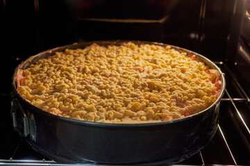 apple pie in the oven baked,Bake American apple pie in a hot oven