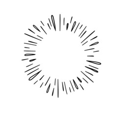 Doodle burst splash in vintage style. Black vector hand drawn sketch illustration.