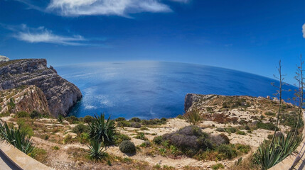 Fototapeta na wymiar Road view of the place with the famous Blue Grotto, Malta