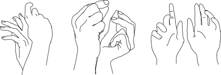 Woman icons collection line. Hand Collection - Vector Illustration of Female Hands of Different Gestures