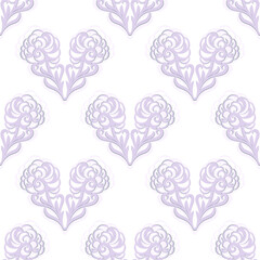 Heart. Floral pattern, seamless wallpaper in vector, trendy ornament 