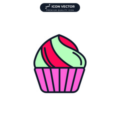 Cupcake icon symbol template for graphic and web design collection logo vector illustration