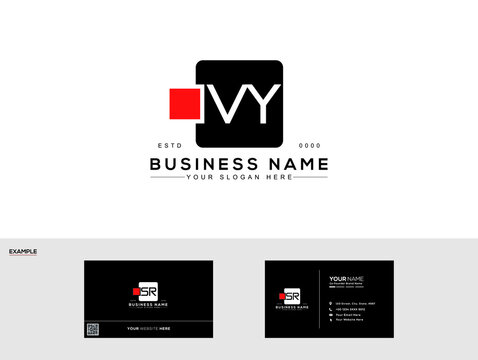 Letter VY logo, modern Vy creative minimal monogram symbol with business card design