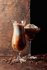 Cold coffee and chocolate cocktails.