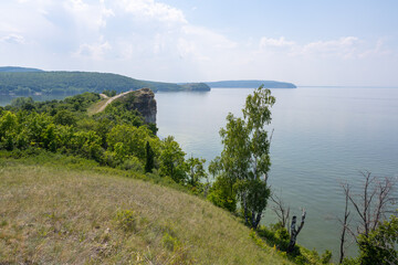 Coast of the Volga River near the town of Zhigulevsk. Zhiguli mountains. Samarskaya Luka.