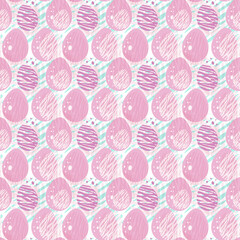 Seamless texture. Backgrounds with Easter eggs. For the Easter holiday, a pattern of bright eggs. Repeating pattern for printing on paper and fabric.