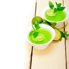mint infusion tea tisane with lime