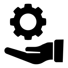 Gear on hand showcasing service icon

