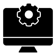 Gear on monitor, icon of computer setting

