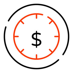 Dollar under magnifying glass, icon of financial target

