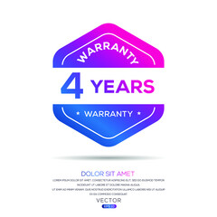 Fototapeta na wymiar 4 years warranty seal stamp, vector label.