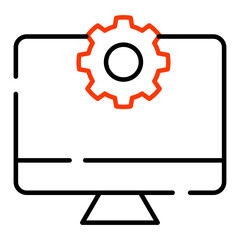 Gear on monitor, icon of computer setting

