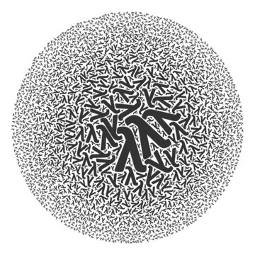 Lambda Greek lowercase letter items are composed into round group. Lambda Greek lowercase letter icon bubble collage. Abstraction round bubble mosaic is done with Lambda Greek lowercase letter items.