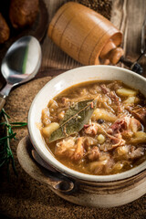Sour cabbage soup.