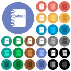 Menu round flat multi colored icons