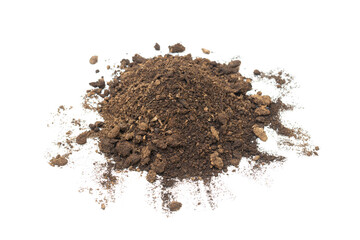 Pile of organic compost isolated on white
