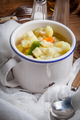 Bowl of minestrone soup.