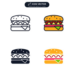 Burger icon symbol template for graphic and web design collection logo vector illustration
