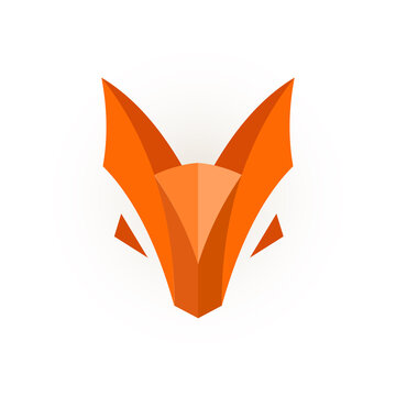 Fox logo template. Origami, material design, line art style icon