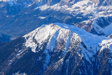 The Aiguillette des Houches in Europe, France, Rhone Alpes, Savoie, Alps, in winter on a sunny day.