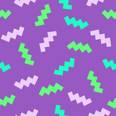 Abstract seamless colorful pattern in trendy memphis style. Background for printing brochure, poster, vintage textile design, cover, banner. Retro 80's - 90's style. Eps 10 vector illustration.