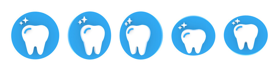 Volumetric round medical icon set, blue, red and white soft plastic. Different viewing angles, 3d rendering illustration