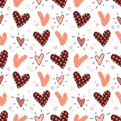 Seamless pattern with hearts in vintage colors for wrapping paper.