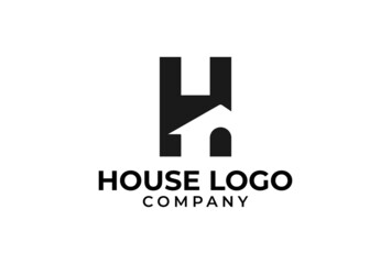 initial H house logo, letter h with house icon combination, usable for architecture, real estate and marketing logo, vector illustration 