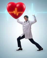 Doctor cardiologist supporting cardiogram heart line