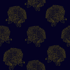 Yellow chrysanthemum on the blue background. Seamless pattern for use in design of textile, fabric, covers etc