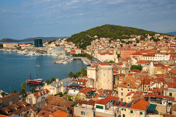 Naklejka na ściany i meble View on Split old town and Riva, Croatia