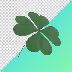 Clover with four leafs.,  st patrick's day symbol 3d render., clipping paht