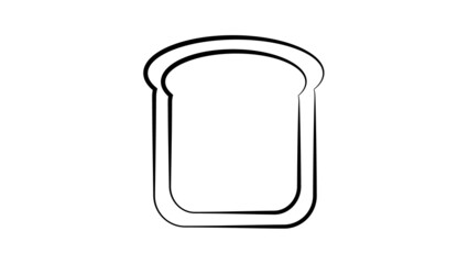 a piece of bread with a crust on a white background. vector black and white illustration. sandwich bread, topped sandwich base