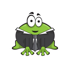 Cute businessman boss frog with shirt and tie - cartoon illustration on white. Vector illustration