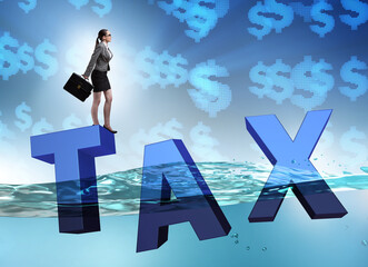 Businesswoman having problems with paying taxes