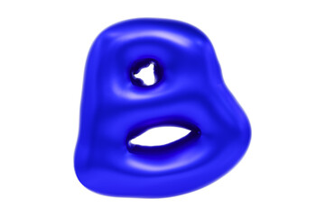 Funny 3D font letter B made of blue balloon, cartoon font, Premium 3d illustration
