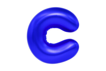 Fototapeta premium Funny 3D font letter C made of blue balloon, cartoon font, Premium 3d illustration
