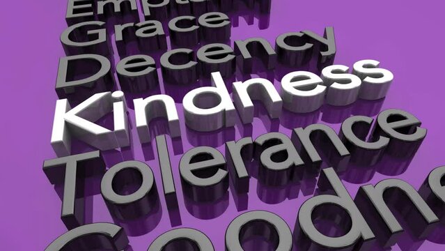 Kindness Tolerance Empathy Grace Decency Words Background 3d Animation