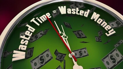 Wasted Time Equals Wasted Money Clock 3d Animation