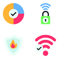 Pack of Safety and Lock Flat Icons

