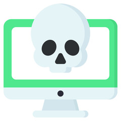 Skull inside monitor, concept of computer hacking

