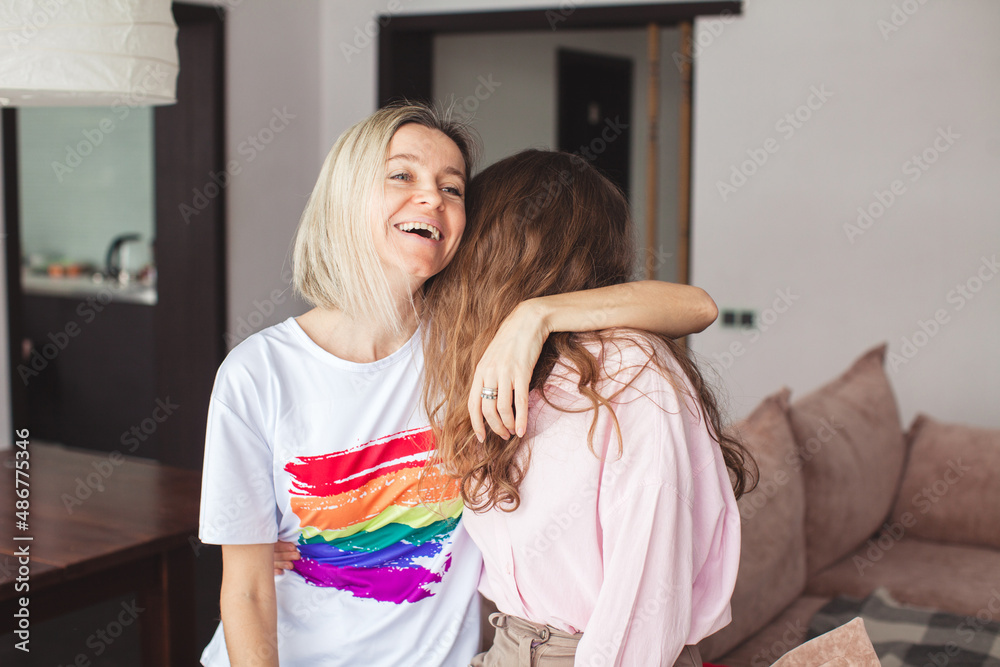 Wall mural LGBT Lesbian couple love moments happiness concept