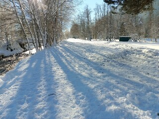 Fototapeta na wymiar snow covered road