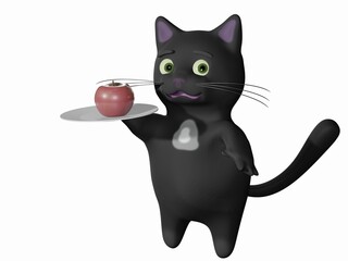 Cat and apple