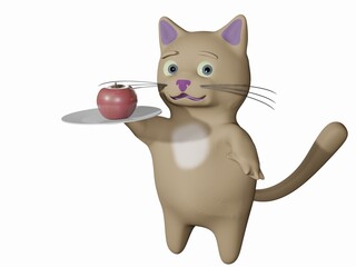 Cat and apple