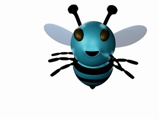 Blue Bee and White background